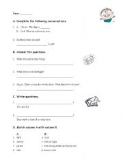 English worksheet: Multiple Question Worksheet