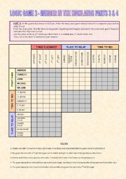 English Worksheet: Logic Game: murder in the highlands - Parts 3 & 4