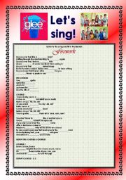 English Worksheet: > Glee Series: Season 2! > Songs For Class! S02E12 *.* Two Songs *.* Fully Editable With Key! *.* Part 2/2