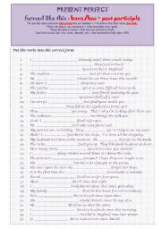 English Worksheet: PRESENT PERFECT