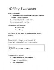 English worksheet: Writing sentences