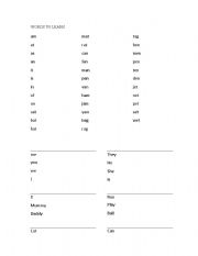 English Worksheet: SPELLING WORDS - year 1 