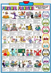 PERSONAL PRONOUNS (SUBJECT-OBJECT) -KEY INCLUDED
