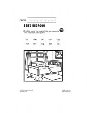 English Worksheet: bens bedroom