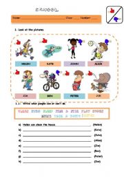 English Worksheet: CAN AND CANT