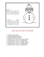 English worksheet: Welcome Winter