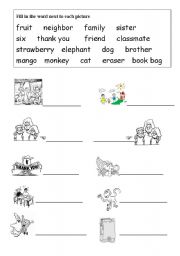 English worksheet: Fill in the words