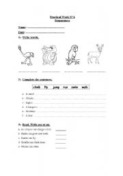 English Worksheet: Can/Cant  with animals