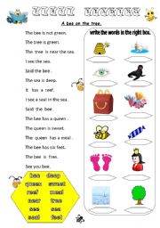 English Worksheet: first reading (ee,ea)