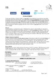 English Worksheet: social networking sites