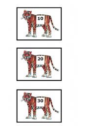 English worksheet: tiger number cards 10s