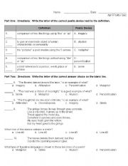 English Worksheet: Poetry Quiz