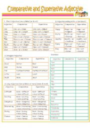 English Worksheet: Comparative and Superlative Adjective. (Grammar guide & Exercise)