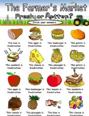 English Worksheet: The Farmers Market - Fresh or Rotten