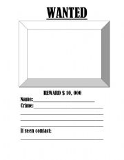 Wanted poster worksheets