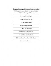 English Worksheet: comparatives/superlatives