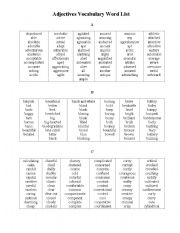 Adjectives List