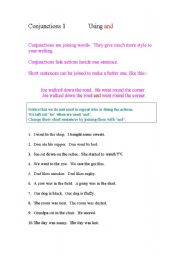 English worksheet: Conjunctions Worksheet 1