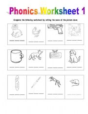 English worksheet: Phonics Worksheet 1