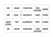 English worksheet: present perfect  - put in the correct order activity cards