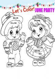 English Worksheet: Lets colour June Party