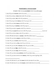 English Worksheet: British vs American English