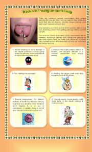 English Worksheet: Risks of Tongue Piercing