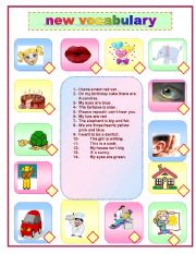 English worksheet: new vocabulary 