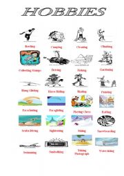 English Worksheet: HOBBIES PICTIONARY