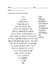 English Worksheet: Days of the week and weather