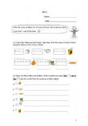 English worksheet: Food