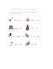 English Worksheet: Fill in the Missing Vowels