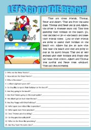 English Worksheet: LETS GO TO THE BEACH (READING AND COMPREHENSION)