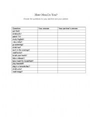 English Worksheet: Communicative worksheet for adverbs of frequency/time aderbs