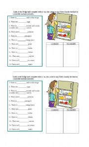 English Worksheet: LOOK AT THE FRIDGE