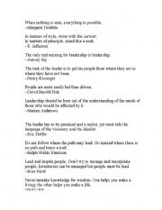 English worksheet: Leadership Quotes