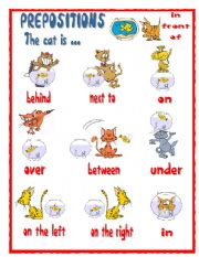 English Worksheet: PREPOSITIONS- The cat is ...