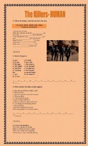 English Worksheet: Human- The Killers