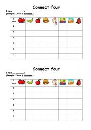 English Worksheet: Food speaking activity using Connect 4