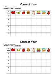 Food speaking activity using Connect 4