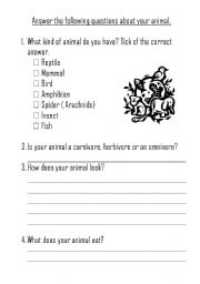 English worksheet: Wild animal research paper