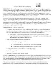 English Worksheet: Langston Hughes Theme Essay