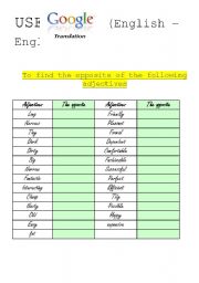 English worksheet: the opposite