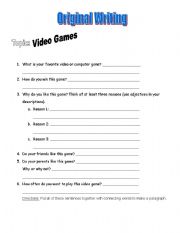 English Worksheet: Essay Writing Template - Video Games