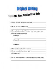 English Worksheet: Paragraph Writing Template