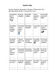 English Worksheet: Question Bingo