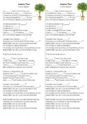 English Worksheet: SONG: Lemon Tree (present continuous, easy vocabulary),key included