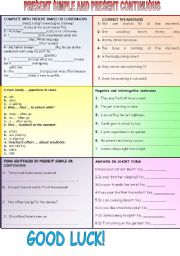 English Worksheet: PRESENT SIMPLE AND PRESENT CONTINUOUS