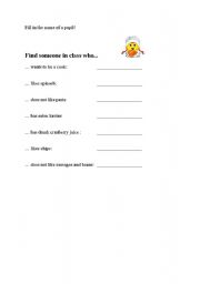 English worksheet: find someone who...
