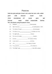 English worksheet: Practice activity for the Passive voice